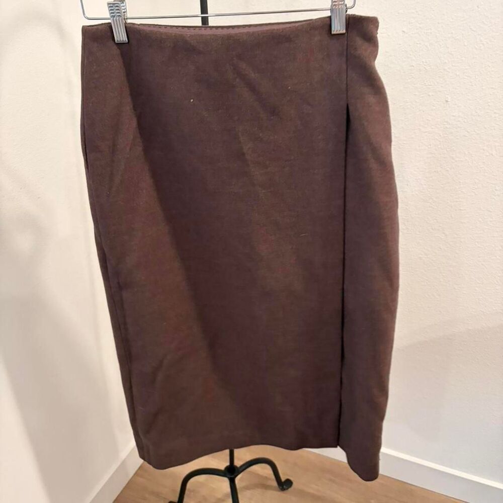 Aritzia Babaton Articulate Midi Wrap Skirt Heather Rich Mocha Size 10